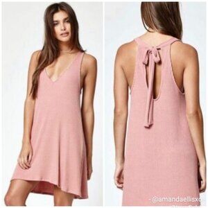 Kendall & Kylie Mauve Pink - Size Small - Open Back Ribbed Tie Dress